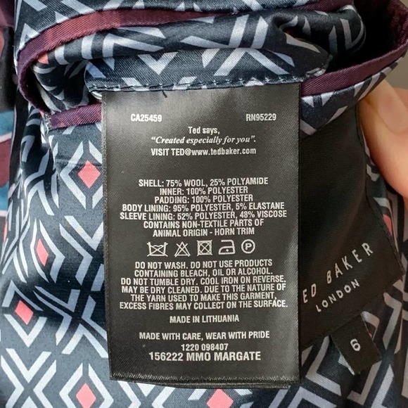 Ted Baker Margate Funnel Neck Coat Wool Blend w/ Removable Inset Bib in Charcoal - Picture 14 of 16